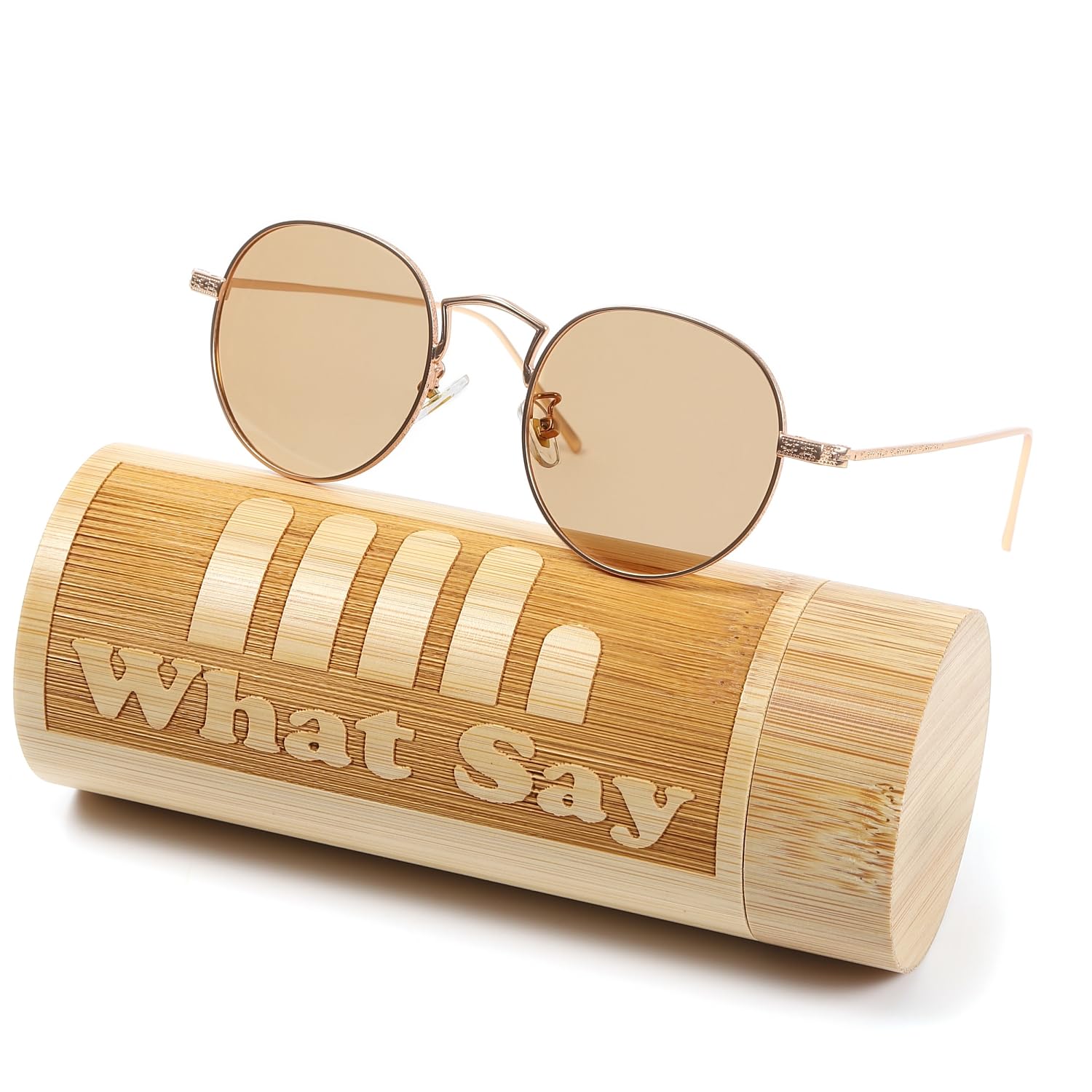 

FASHION OUTDOOR UV400 Polarized Lens Night Driving Flat Boston Metal Frame Color Lens Sunglasses Clear Lens Fashion Glasses Case Brown [What Say]