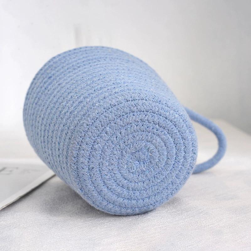 Cotton Rope Woven Storage Basket, Small Laundry Baskets, Desktop Sundries, Keys, Toys, Snacks Organizer Box, Ins Hanging