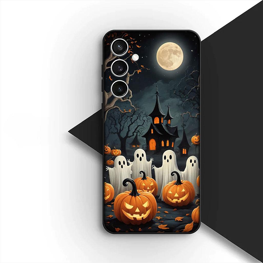 

Cover for Samsung Galaxy S20 S22 S21 FE Ultra Plus A07 A17 A15 A16 A25 A57 A37 Phone Case Little Ghost With H-Halloweens Pumpkin Galaxy A25 5G