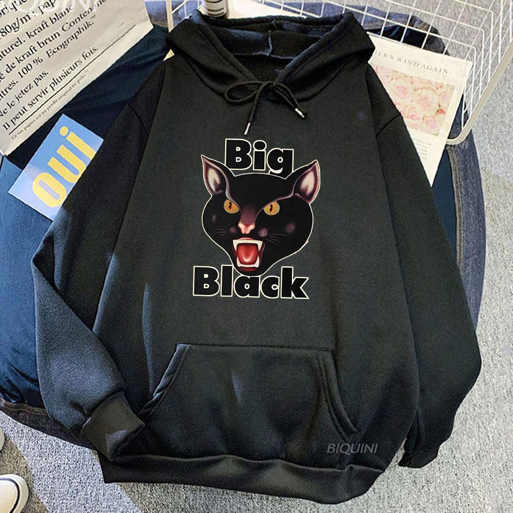 Big Black Band Hoodies CAT Graphic Printing Sweatshirts Heavy Mental Style Pullovers Hooded Men Women Clothes