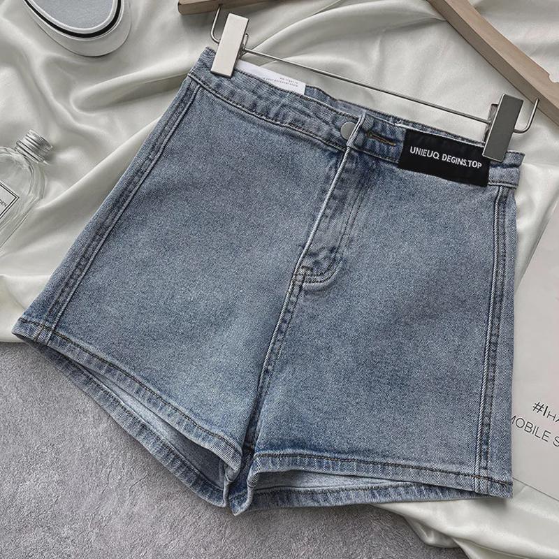 Women's High Waist Denim Shorts - Summer 2022, Slim Fit, A-Line, Elastic, Internet Celebrity Style