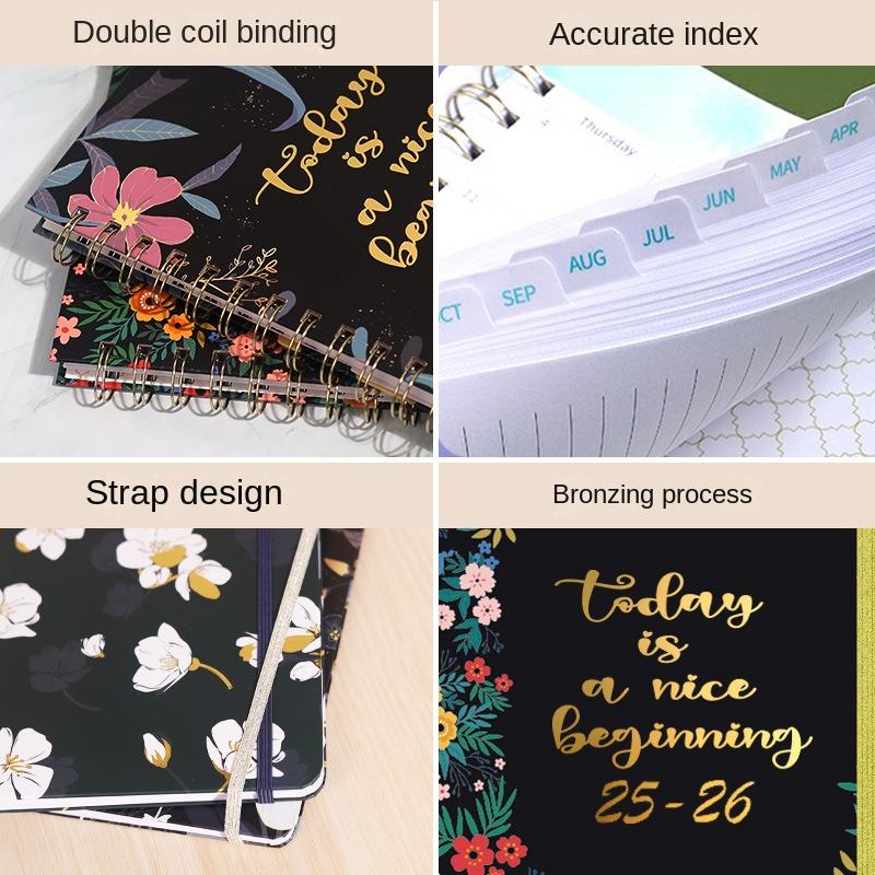 High-Value A5 Spiral Notebook Thermal Binding Customizable Leather Cover Cross-Border Schedule Book Coil Strap Ins2025 Style
