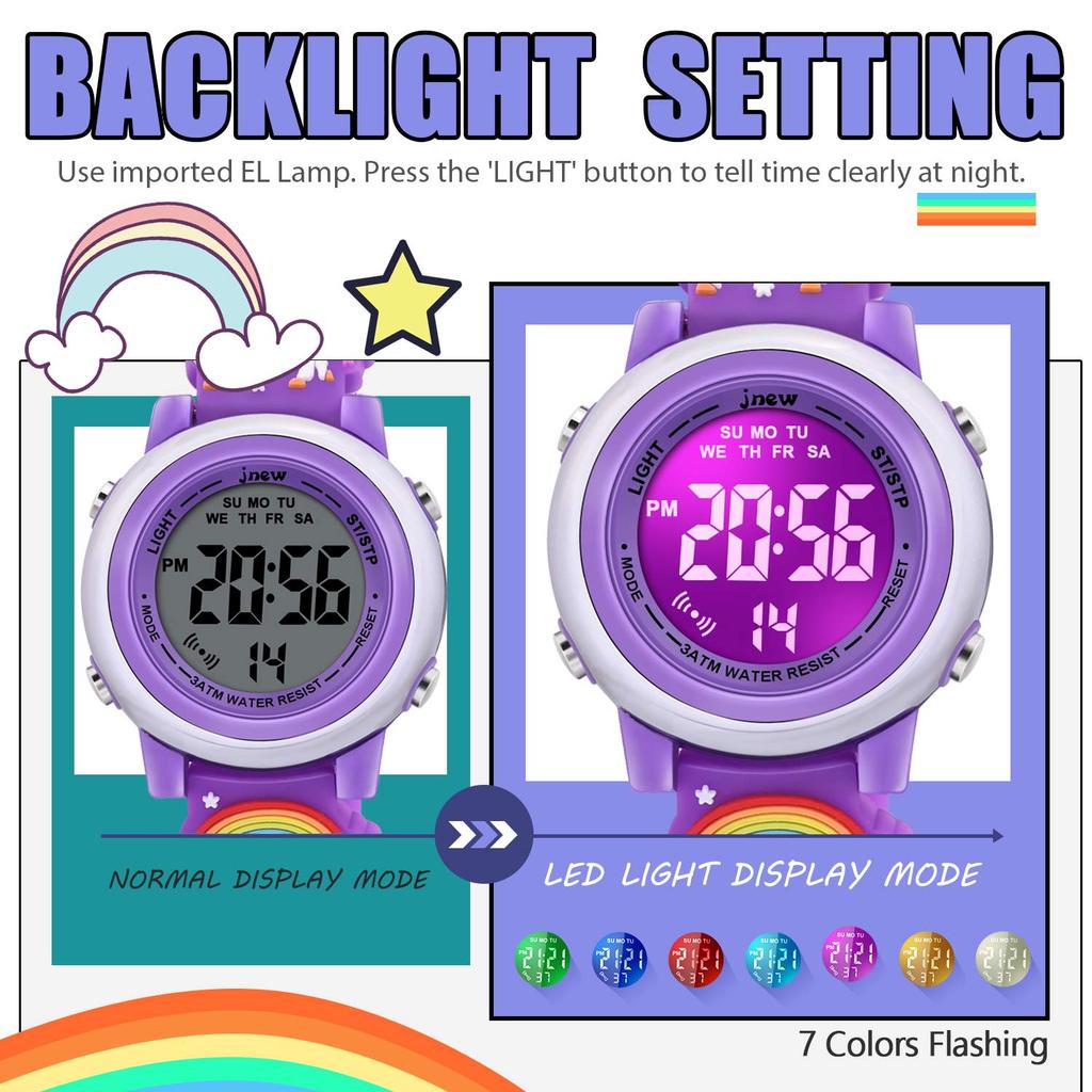 VAPCUFF 3D Cartoon Waterproof Watch for Girls with Alarm - Perfect Toy Gift for Girls Ages 3-12