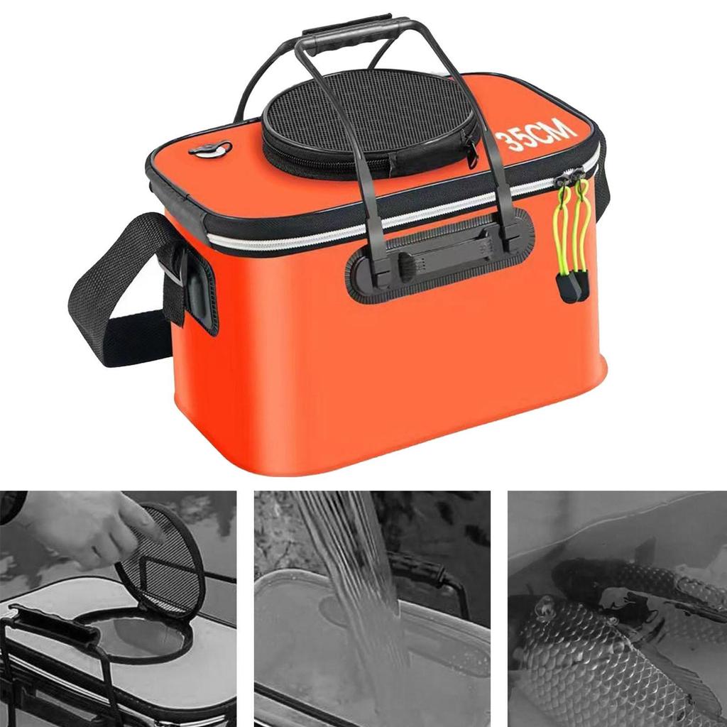 Składane Wiadro Wędkarskie z Paskiem na Żywe Ryby, Idealne na Wędrówki i Kemping