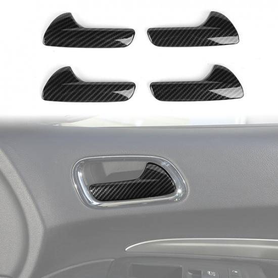 Interior Door Handle Decoration Cover Trim For Dodge Durango 2011+ Carbon Fiber