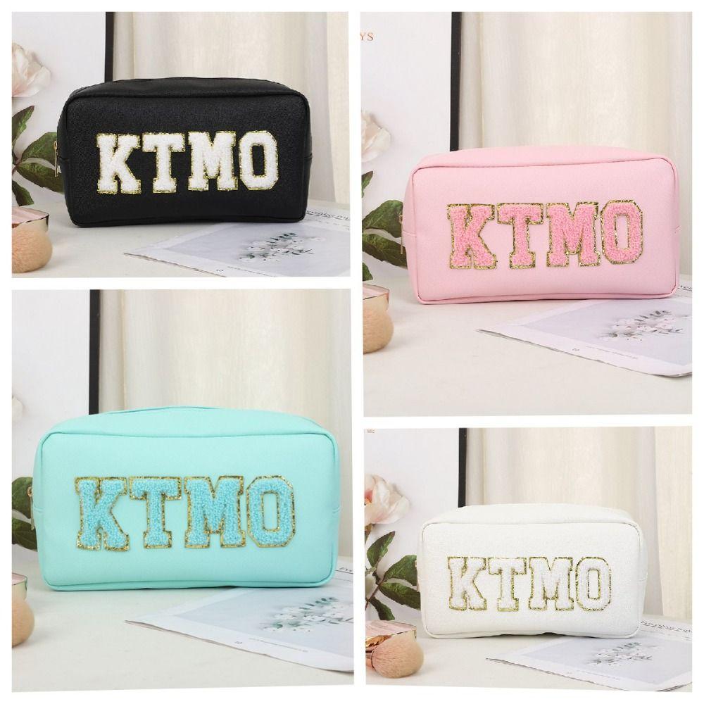 

Letter Embroidery Cosmetic Bag PVC Toiletry Storage Bag New Makeup Bag Women