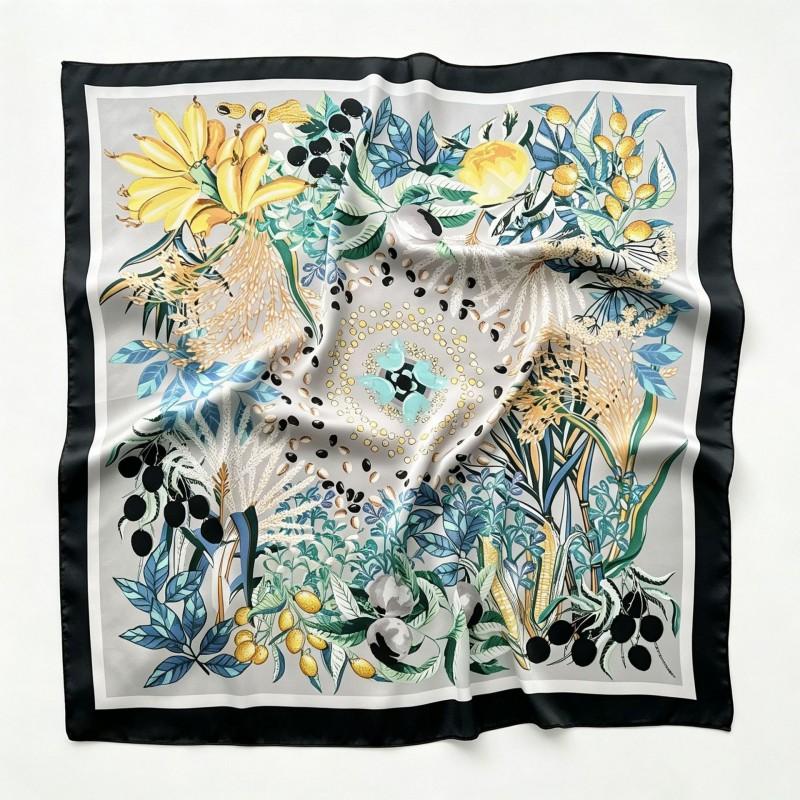 70x70cm Nylon Square Scarf Women Vintage Print Lightweight Accessory Office Casual Hair Styling