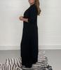 Women's V-Neck Long-Sleeve Slit Top with Wide-Leg Pants - Summer Solid Color Set