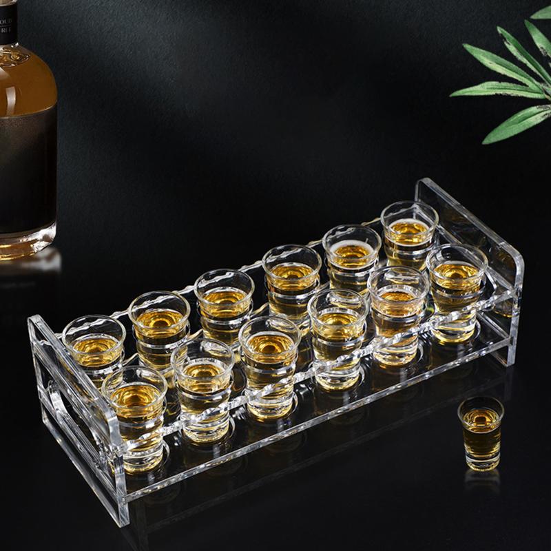 §Acrylic Glass Holder Display Rack Bar Wine Drinks Cup Storage Carrier Flight Tasting Serving Tray Double Row 6/8/12 Holes Cup