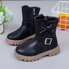 Autumn and Winter Girls Boots Bow Kids Buckle Cool Solid Color Toddler Girls Shoes Children Casual Boots Versatile Martin Boots