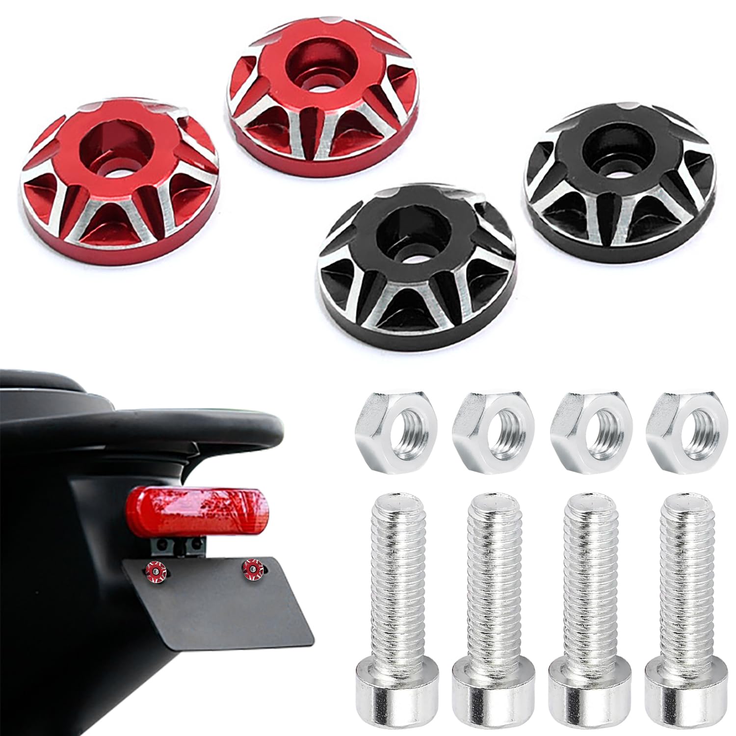 

Motorcycle License Plate Bolts [4 pieces] Motorcycle Frame Hole Decorative Cap Cover Bolt Plate