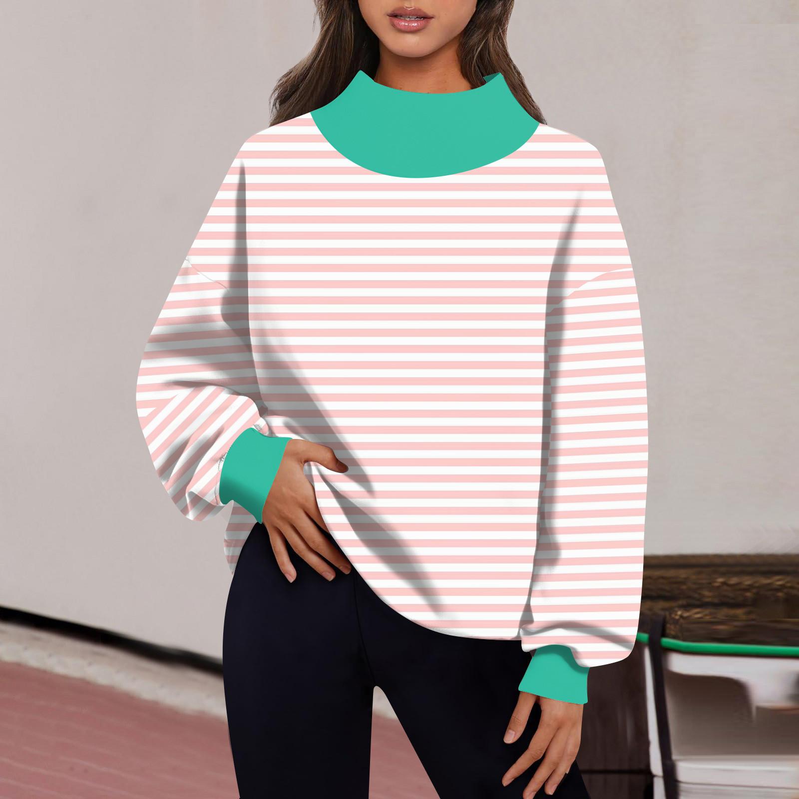 Женская мода сплошной цвет с длинным рукавом свободный разрез половина водолазка — фото 10