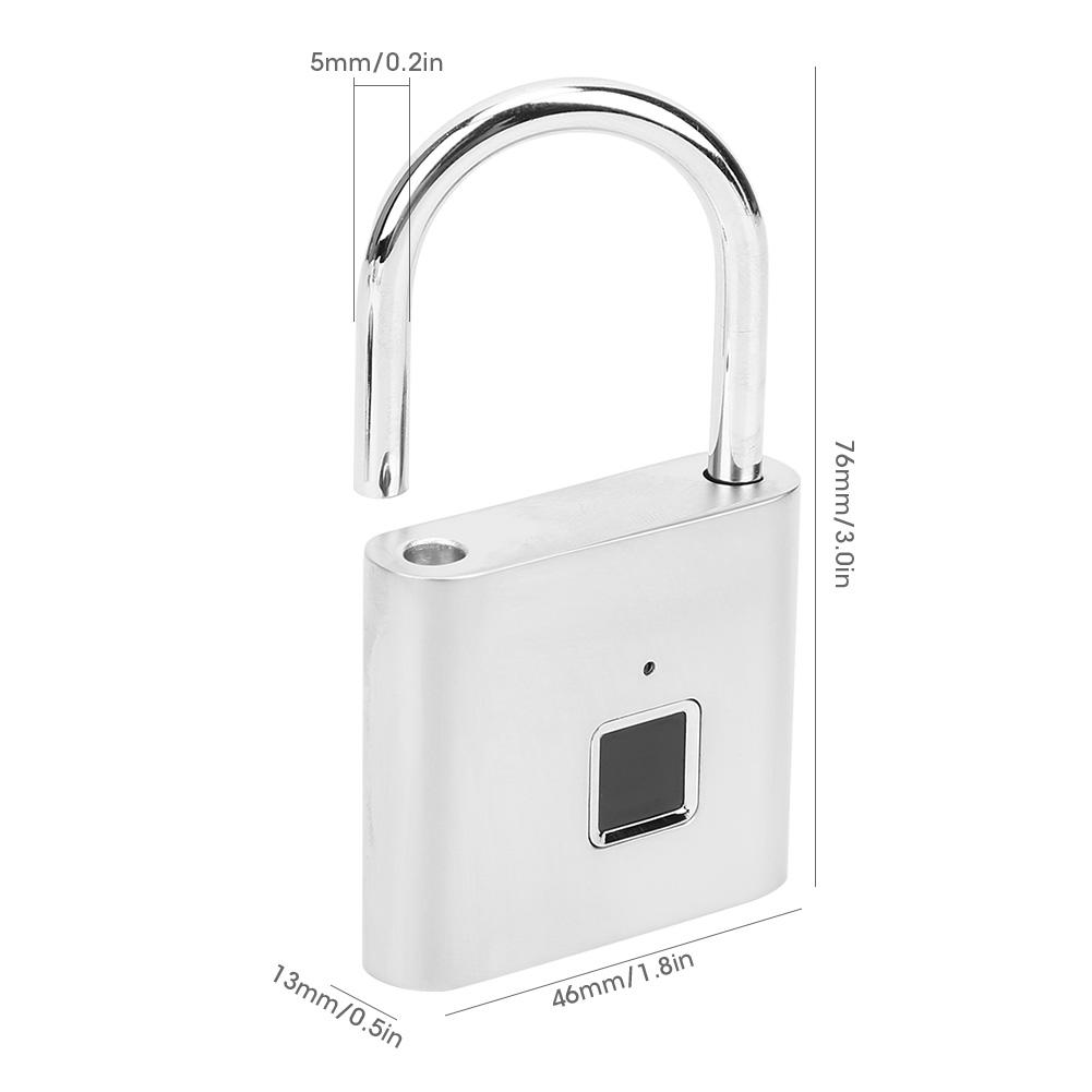 Smart Fingerprint Padlock USB Re able Security LED Lock for Backpack Luggage Cabinet