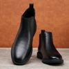 Fashion Warm Plush Fur Men Chelsea Boots New Winter Man Casual Boots Soft Leather Elastic Strap Ankle Boots Slip On Formal Business Shoe