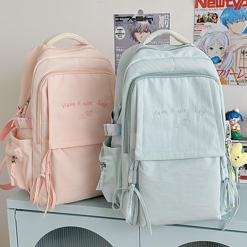 Schoolbag Korean Backpack Women's 1011 New Simple and Sweet Large-capacity Computer Backpack Lightweight Junior High School Backpack Tide