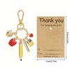 Delicate Teacher Gift Keychain Showcasing Heart Design Metal and Paper Thank You Card Key Organsier for Wallet