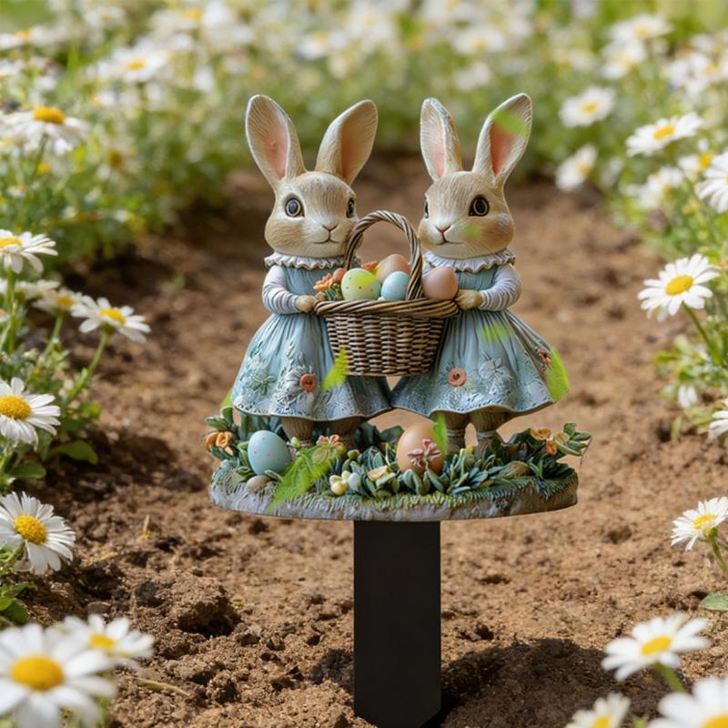 Weather Proof Acrylic Rabbit Lawn Sign Animal Stake Perfect For Easter Party Decorations And Garden Display