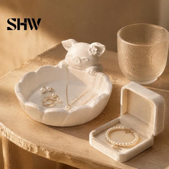 Functional Aesthetic Decoration Cute Pig Petal Storage Bowl, Matte Finish 3D Print PLA Tray, Decorative Trinket Bowl Jewelry Trinkets Organization