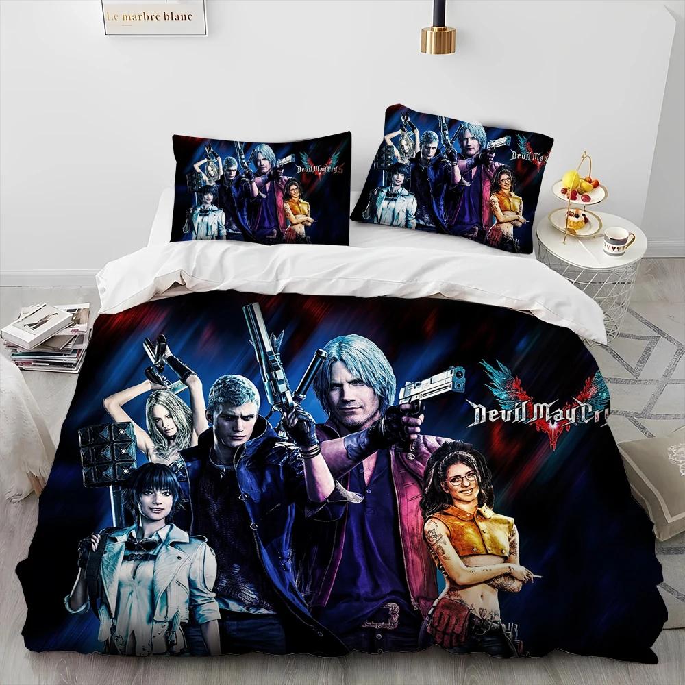 D-Devil May Cry Dmc Game Gamer Comforter Bedding SetDuvet Cover Bed Set Quilt Cover PillowcaseKing Queen Size Bedding Set Kids