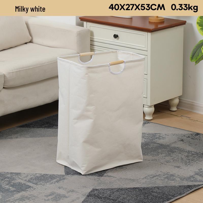 Foldable Laundry Basket with Wooden Handles - Waterproof, Large Capacity, for Toys and Clothes, Cotton and Linen Fabric