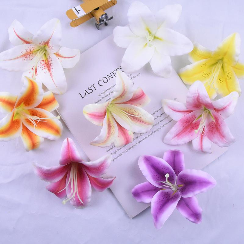 20 Stück Künstliche Lilienblütenköpfe 3D-Druck Real Touch Lilienköpfe für DIY Blumendekoration