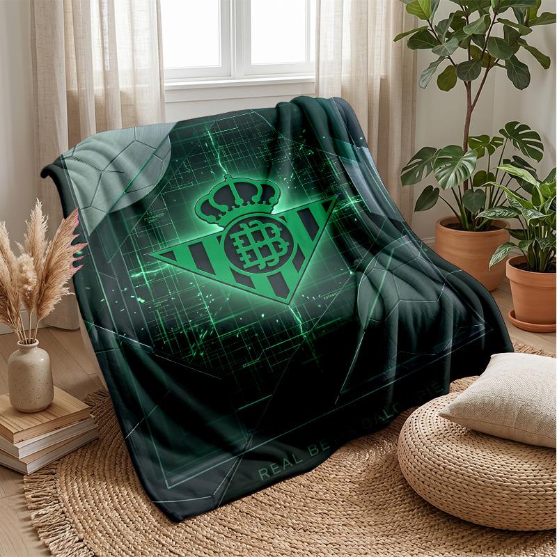 Real Betis Football Print Flannel Blanket, Soft Warm Lightweight Throw Blanket for Sofa Bed Camping