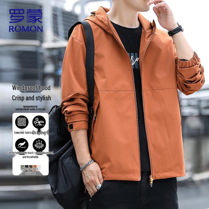 ROMON Men's Autumn Hooded Windproof Business Casual Jacket