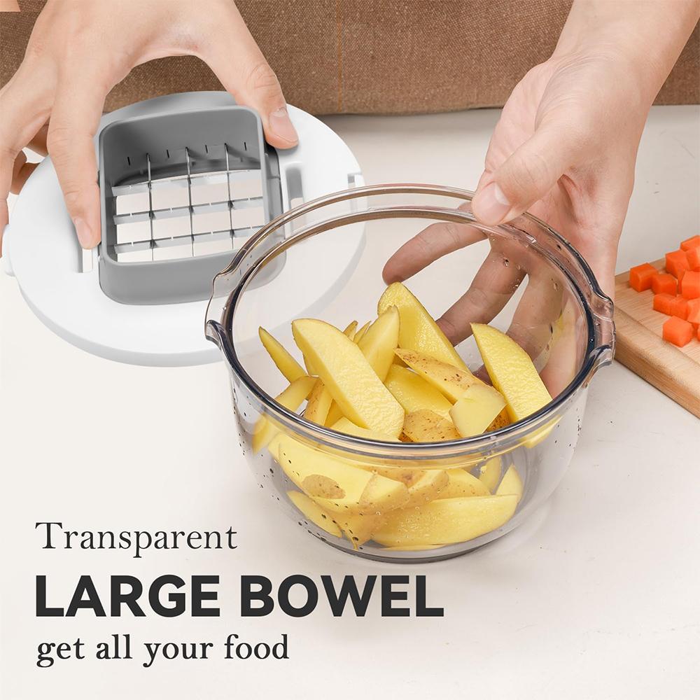 LMETJMA 3-in-1 Gemüseschneider Multifunktionaler Gemüseschneider Schneider Würfler Küchen Kartoffel Pommes Frites Schneider mit Behälter