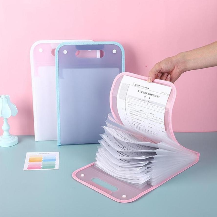 1 Pcs New Portable 13 Grids A4 Document Bag Large Capacity Transparent PP Vertical Organ Box Office Paper Storage Organizer Bag