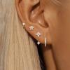 4PCS Fashion Stainless Steel Zircon Round Hoop Earring Set for Women Temperament Flower Ear Stud Huggie Earring Piercing Jewelry