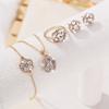 5pcs Women Zircon Set With Fashionable And Elegant Rhinestone Flower Shaped Necklace, Bracelet, Ring, and Earring Accessories,