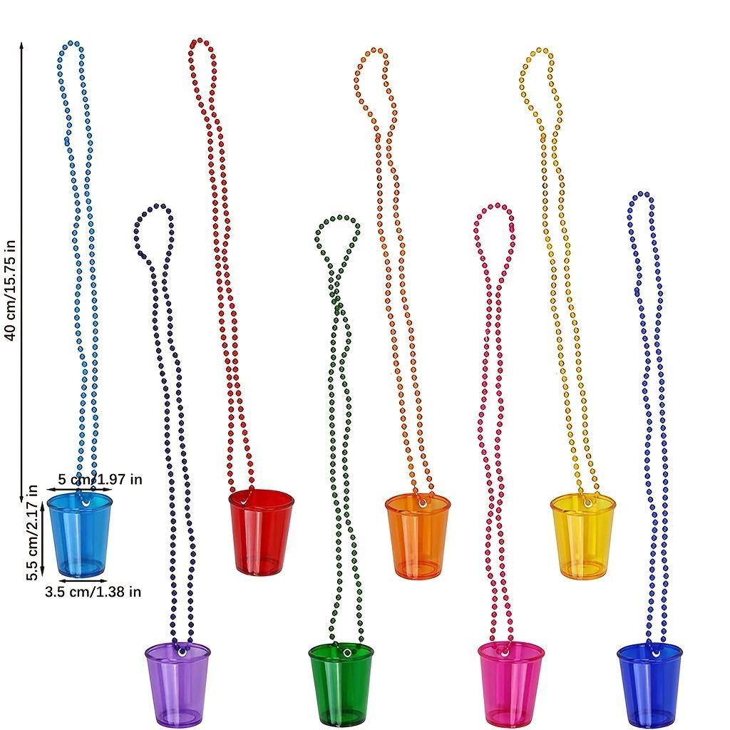 12 pezzi, Collana a catena di perline trasparente con coppa perfetta per feste di addio al celibato, festival della birra, Mardi Gras, bicchiere da vino in plastica per forniture e bomboniere per feste