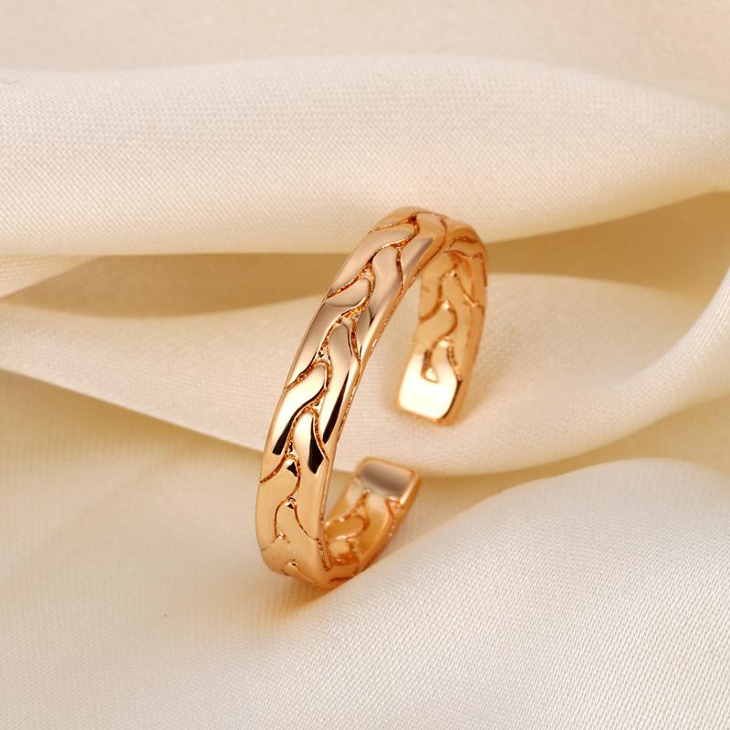 Guochao style plated 18k haute couture dragon scale pattern ancient ring Chinese style ins open ring