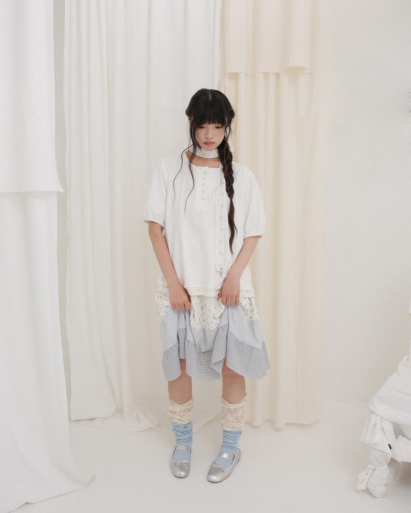 Phased Blooming Garden Patchwork Skirt_White