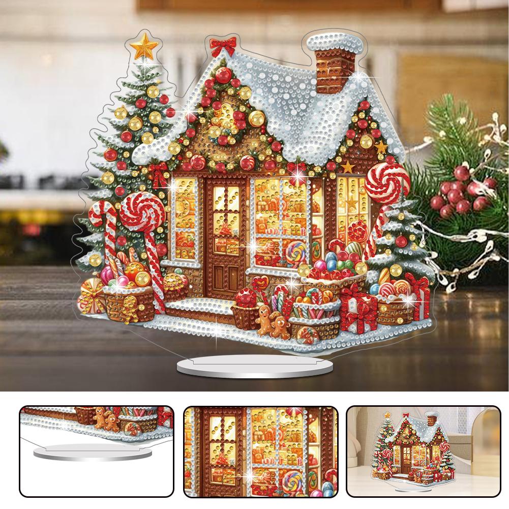 Christmas Acrylic Diamond Painting Napkin Rack DIY 5D Diamond Art Painting Paper Towel Holder Kit Home Desktop Decoration Craft