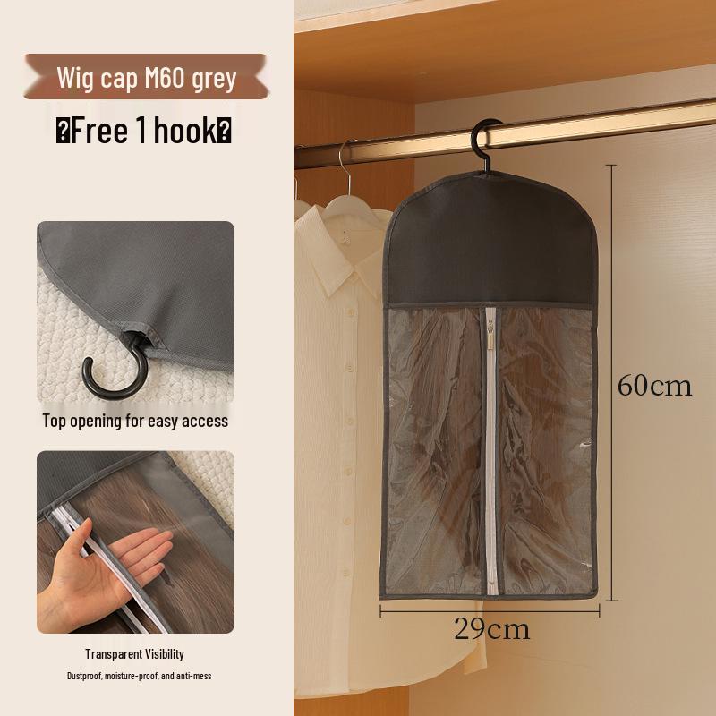 

Wig Storage Bag: Wall-Mounted, Dustproof, Waterproof, with Visible Cover Large