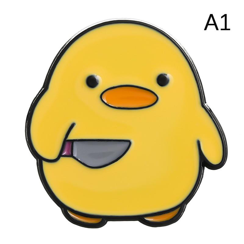 Cutie Killer Enamel Pins Chick Little Penguin Dagger Knife Brooches Lapel Badges Cartoon Fun Animal Jewelry Gift For Kids Friend