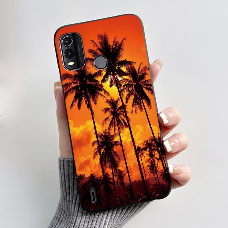 Dreamy Black Case For Nokia G11 Plus Elegant Butterfly Wildflower Pattern Shell With Jelly Color Shockproof Bumper Soft Cover