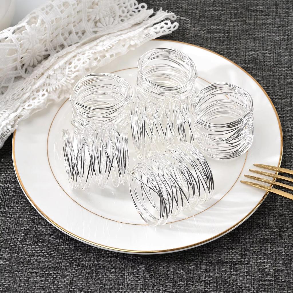 4pcs Metallic Wire Mesh Napkin Table Decor Rings Gold Napkin Holder Wedding Decoration Napkin Buckle Holder for Party Dinner