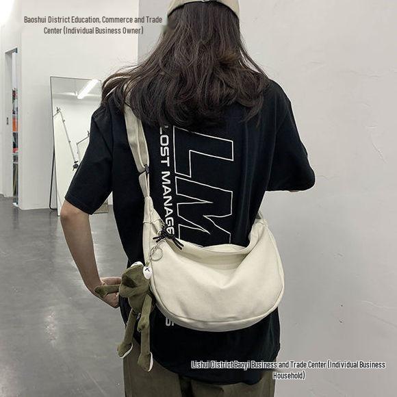 Módní unisex plátěná crossbody taška - Japonský hip hop styl