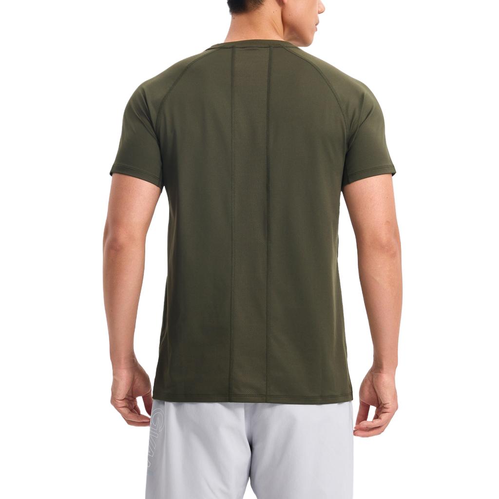 DECATHLON T Shirts Men's Copper Green/Yellow Crew Neck Moderate Straight Fit 8973458