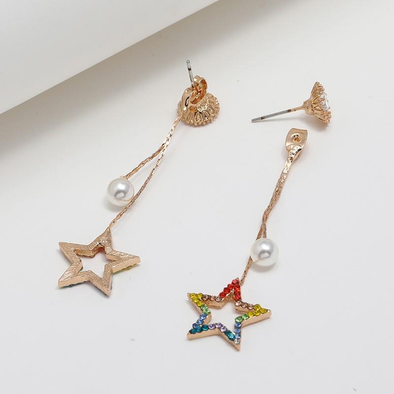 Korean Fashion Rhinestone & Pearl Star Earrings