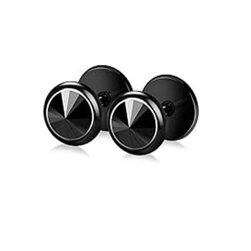 Pendientes Redondos de Acero Inoxidable con Cruz y Goteo de Aceite para Hombre