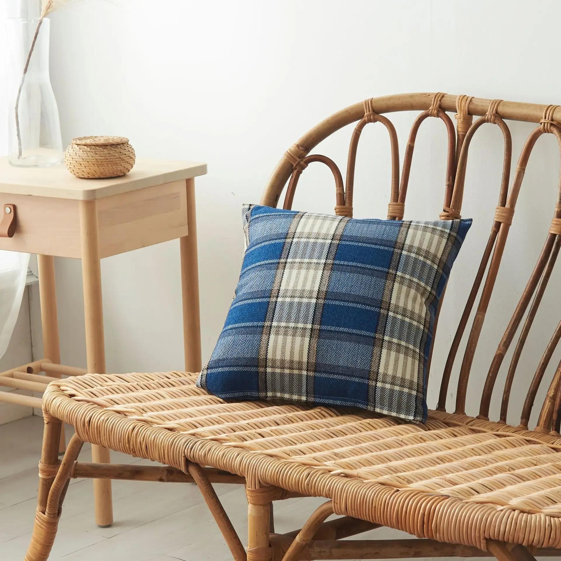 Yarn Dyed Striped Cotton and Linen Pillowcase Multi  Plaid Pillowcase Household Pillowcase Cushion, 30x30cm