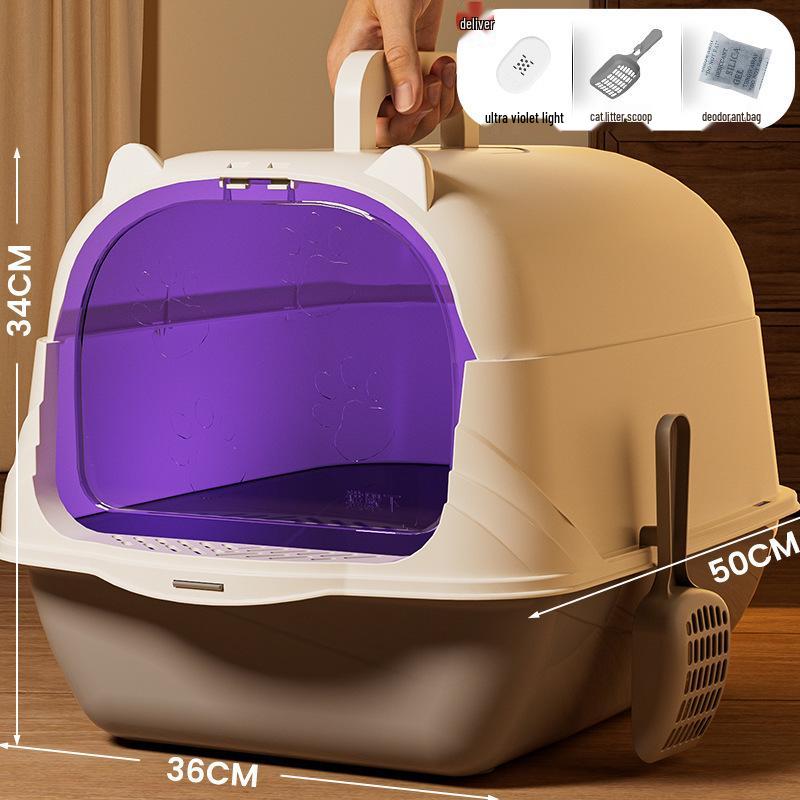 Extra Large Enclosed Cat Litter Box with Deodorant and Splash Guard