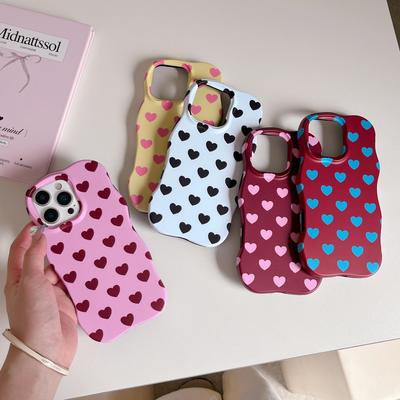 Korean Style Small Heart Frosted Wavy Phone Case for iPhone 16 Pro Max/17/15/14