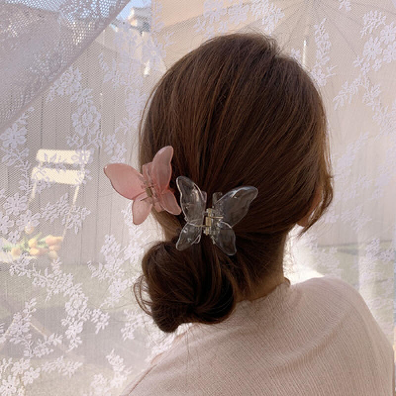 11-color butterfly transparent hair clip point hairpin beige
