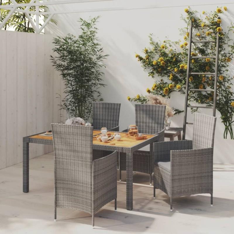 Day and Night - Day and Night 5-piece Garden Dining Set and Gray Synthetic Rattan Cushions
