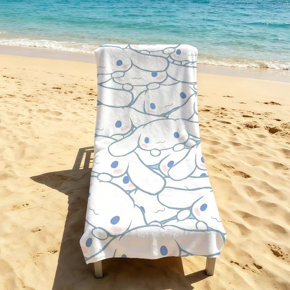C-Cinnamoroll Cartoon S-Sanrio Beach Towel, Super Absorbent Quick Drying Summer Towel for Outdoor Camping Pool Travel Gift