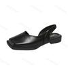Fashion Retro Square Head Shallow Mouth Casual Sandals 2025 Summer Hollow Breathable Back Strap Comfortable Versatile Flat Single Shoes